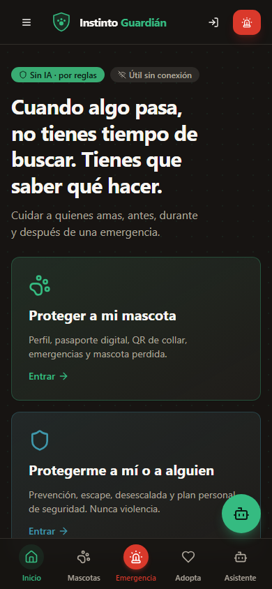 Instinto Guardian - vista móvil